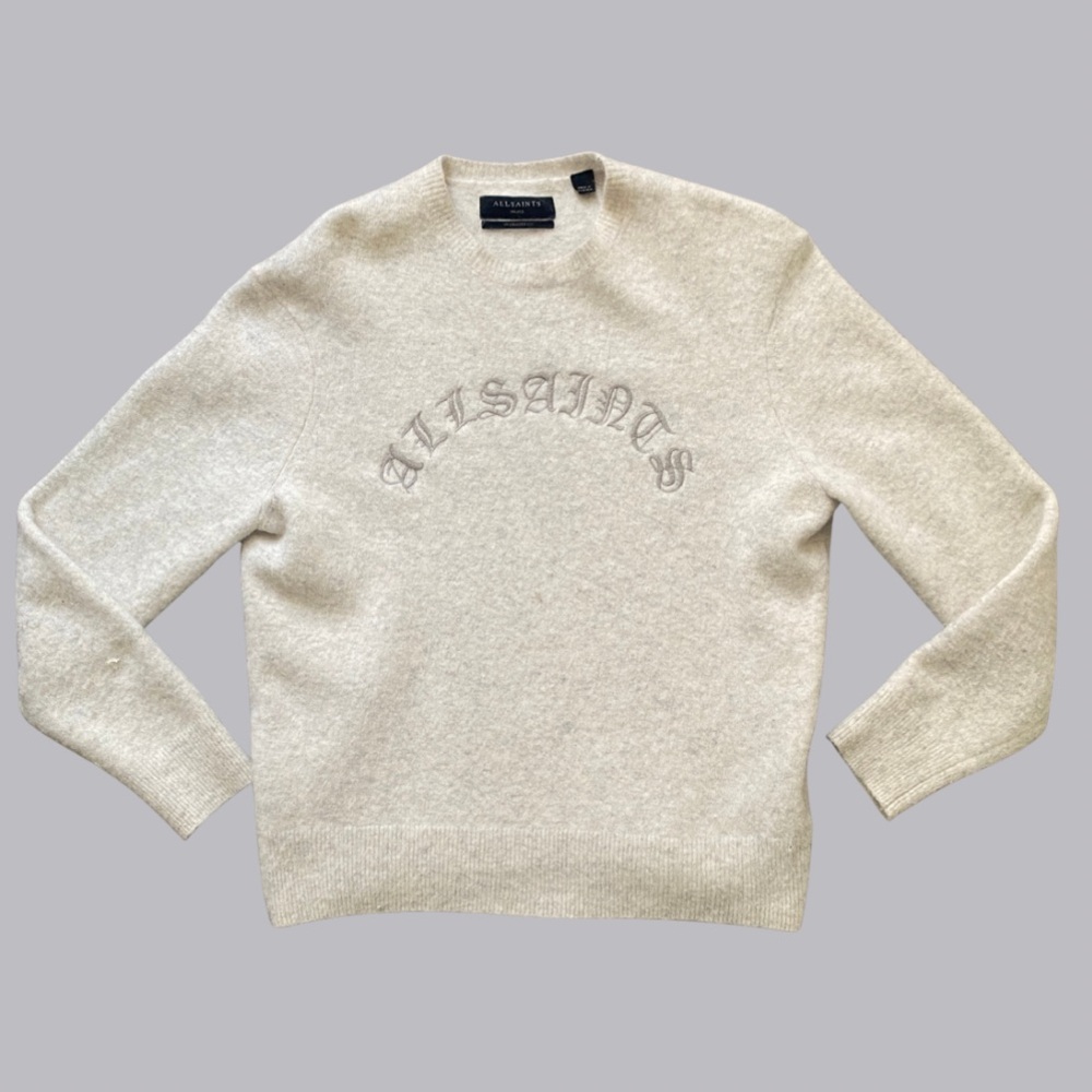 All Saints Light Gray Men's Crewneck Sweater